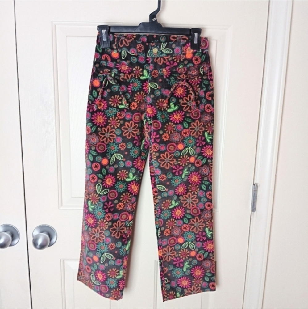 Cotton Kids Girls Embroiderd Corduroy Brown Pants Size 8 NWT